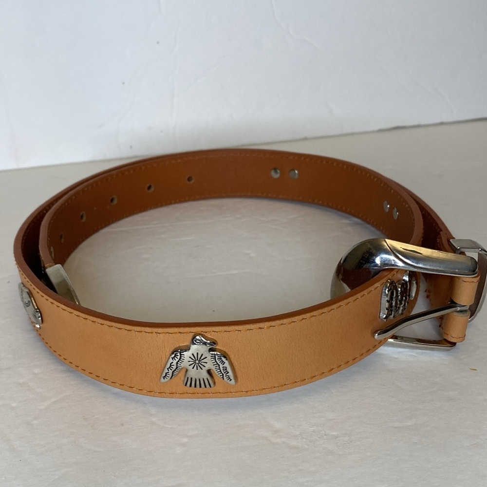 Sunbelt Leather Southwestern Belt Silver Studded Animal Charms Size Large